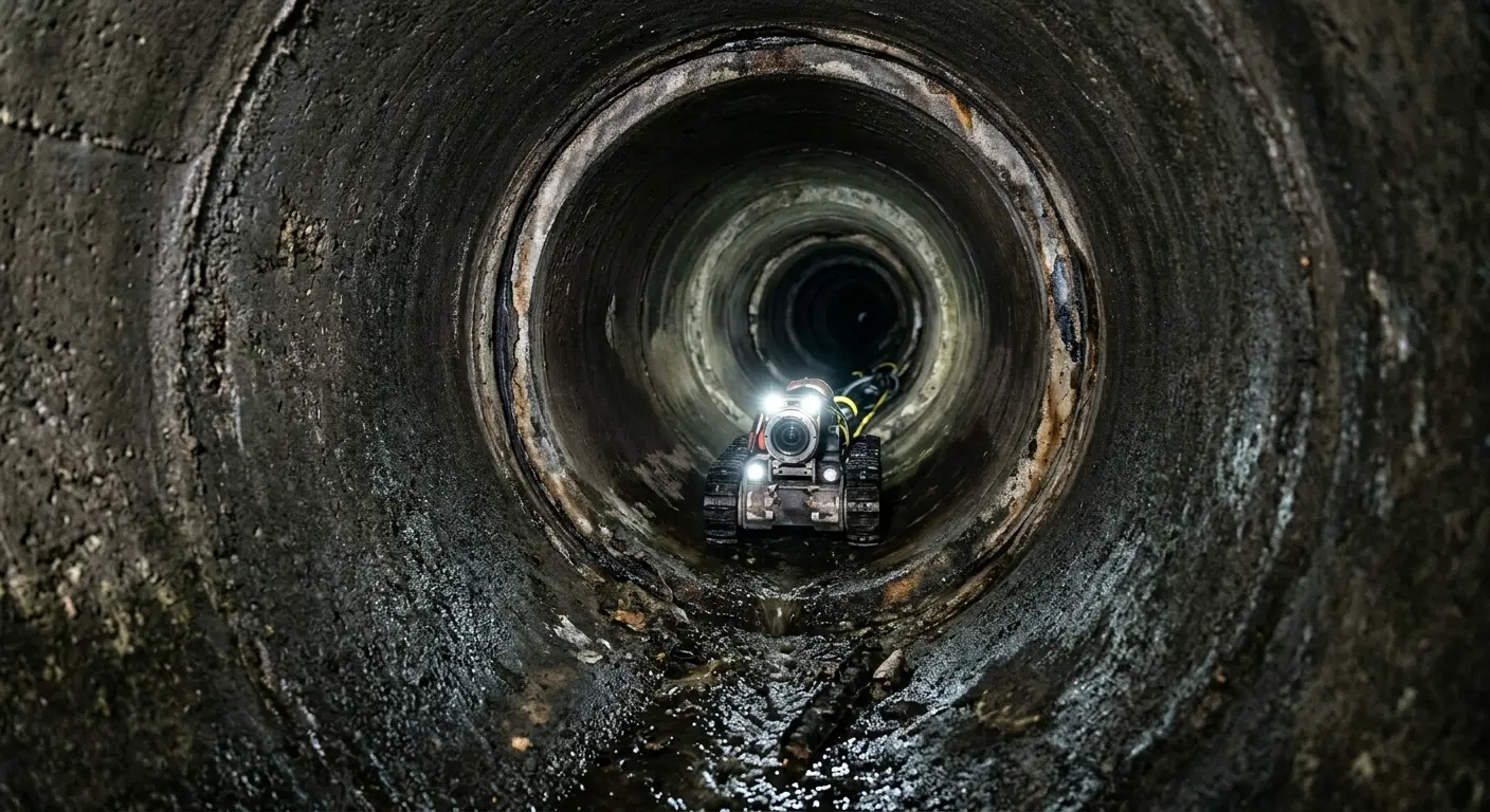 Robotic sewer camera inspecting pipe interior for Sewer Line Repair in Waynesboro